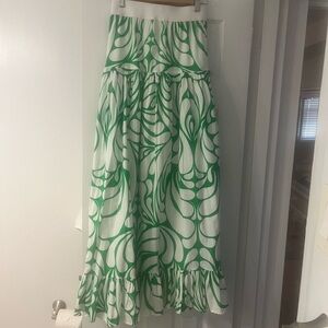 Elegant Green and White Maxi Skirt